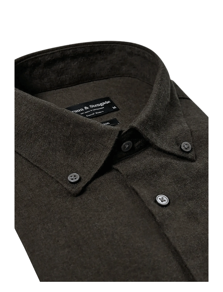 Bruun & Stengade - BS Faruk Casual Modern Fit Shirt - rennot kauluspaidat - army - 2