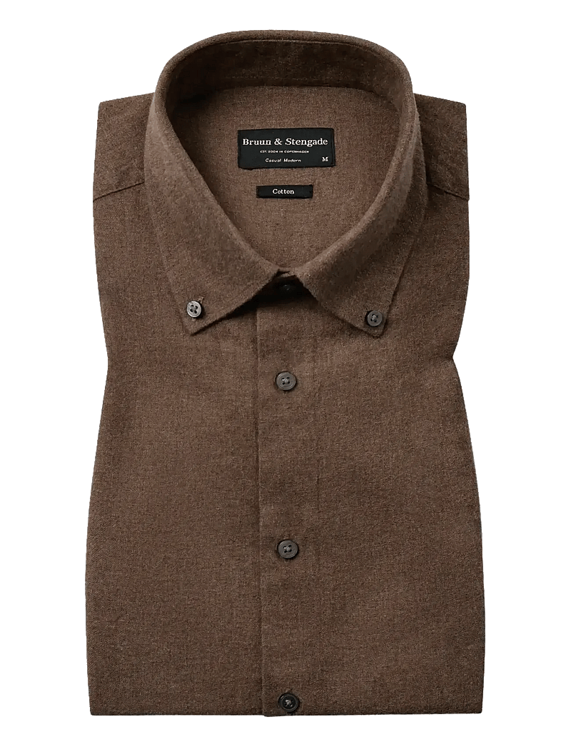 Bruun & Stengade - BS Faruk Casual Modern Fit Shirt - casual skjortor - brown - 1
