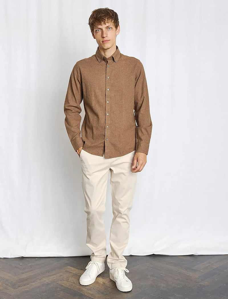 Bruun & Stengade - BS Faruk Casual Modern Fit Shirt - casual skjortor - brown - 0