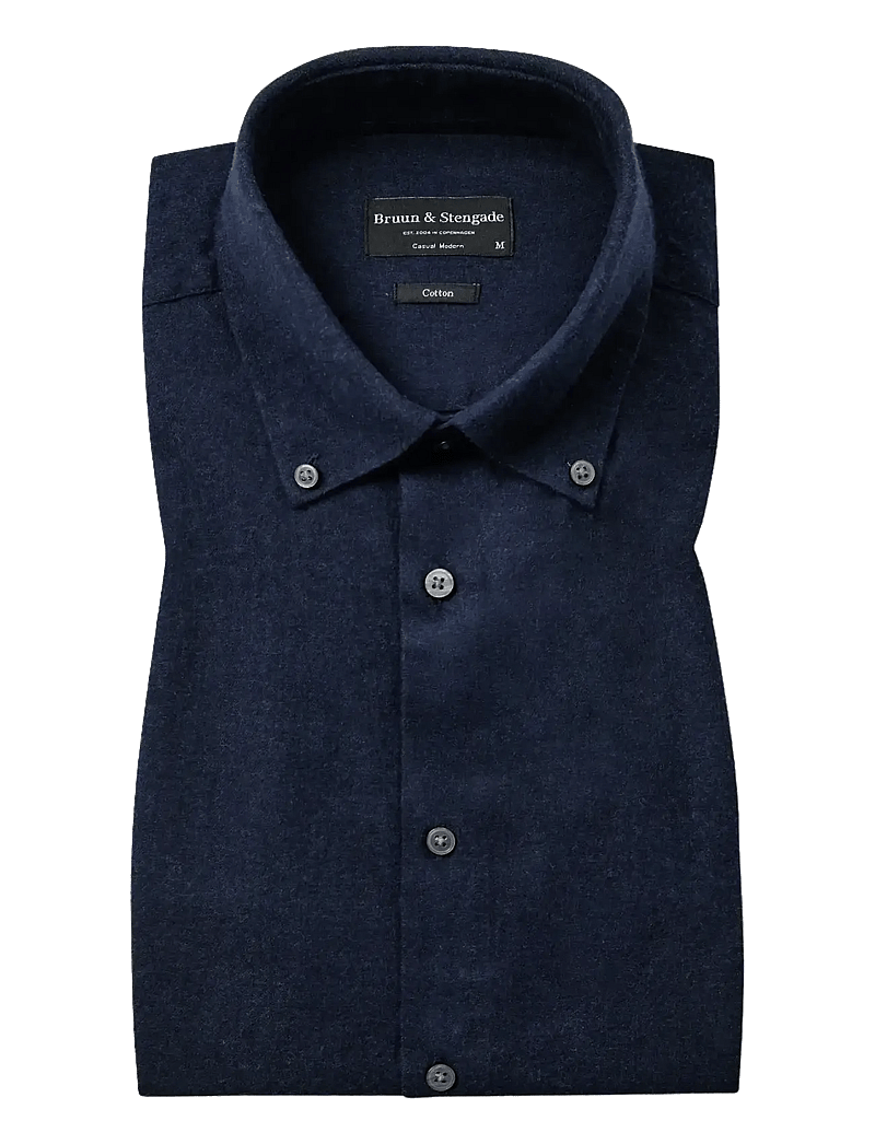 Bruun & Stengade - BS Faruk Casual Modern Fit Shirt - casual skjortor - dark blue - 0