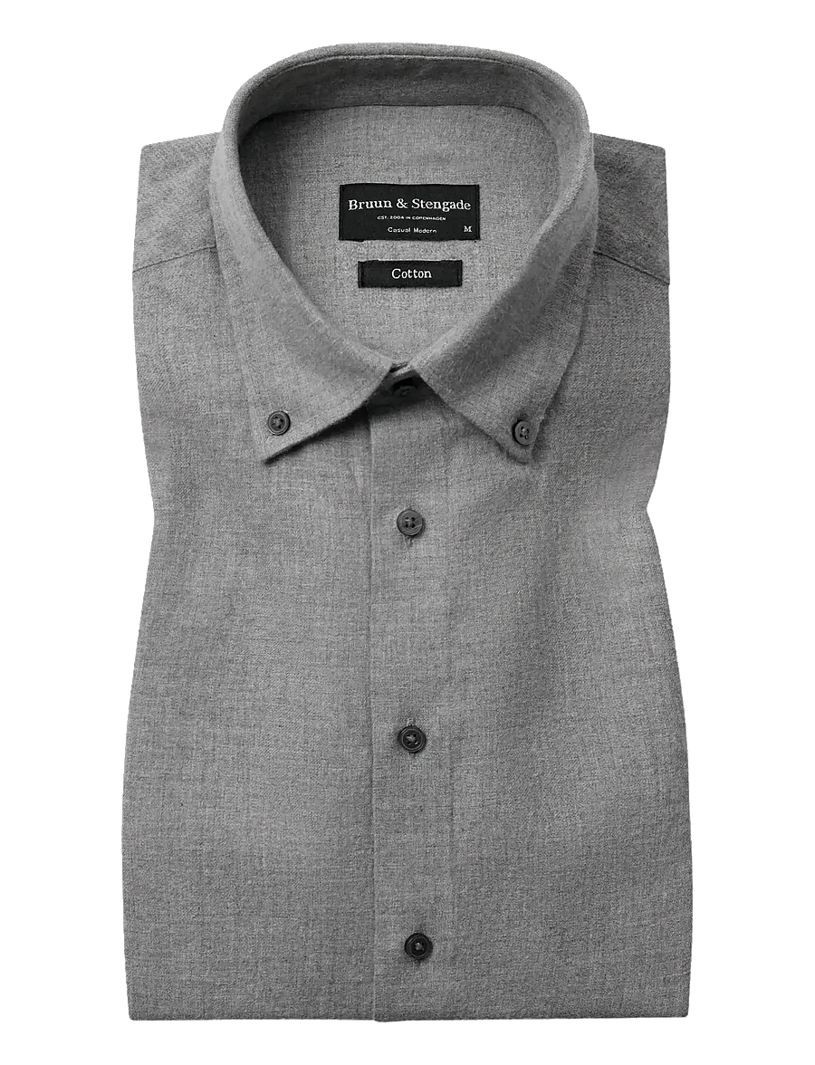 Bruun & Stengade - BS Faruk Casual Modern Fit Shirt - casual skjorter - light grey - 1