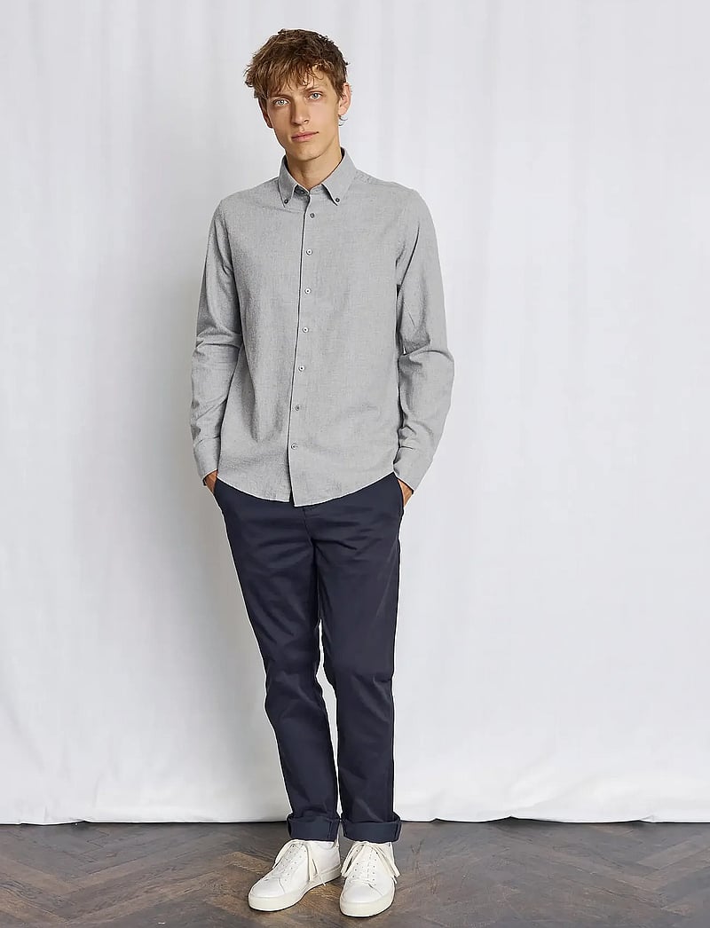 Bruun & Stengade - BS Faruk Casual Modern Fit Shirt - casual skjortor - light grey - 0