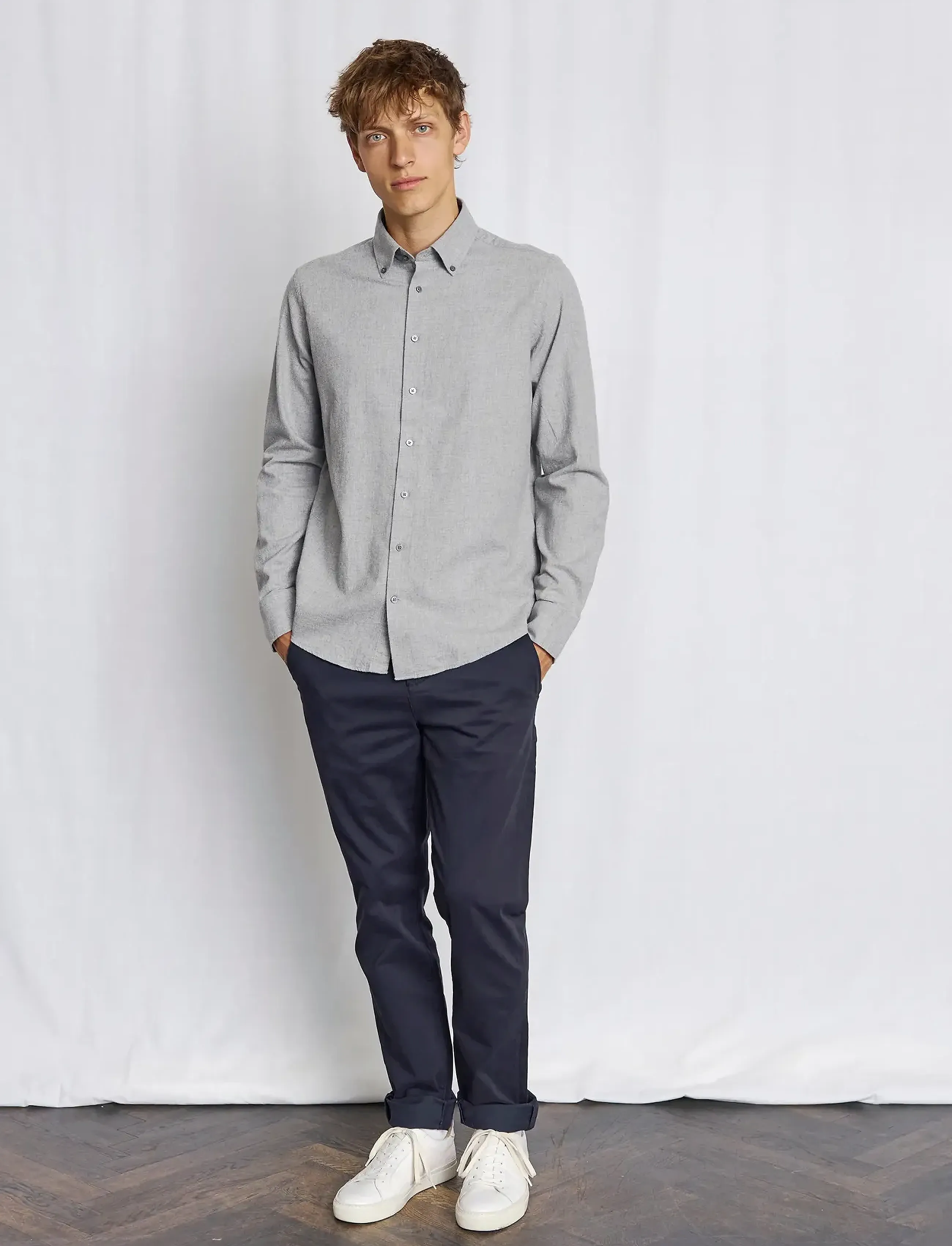 Bruun & Stengade BS Faruk Casual Modern Fit Shirt - Skjorter - LIGHT GREY / grey