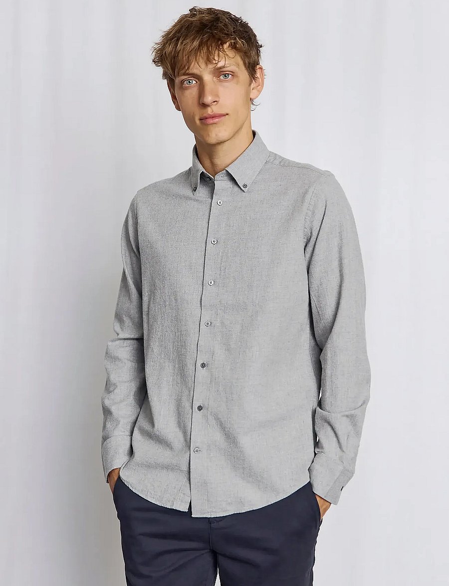 Bruun & Stengade - BS Faruk Casual Modern Fit Shirt - casual skjorter - light grey - 2