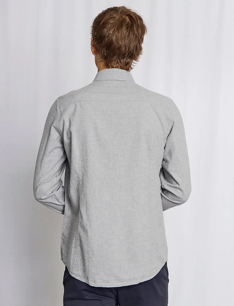 Bruun & Stengade - BS Faruk Casual Modern Fit Shirt - casual skjorter - light grey - 3