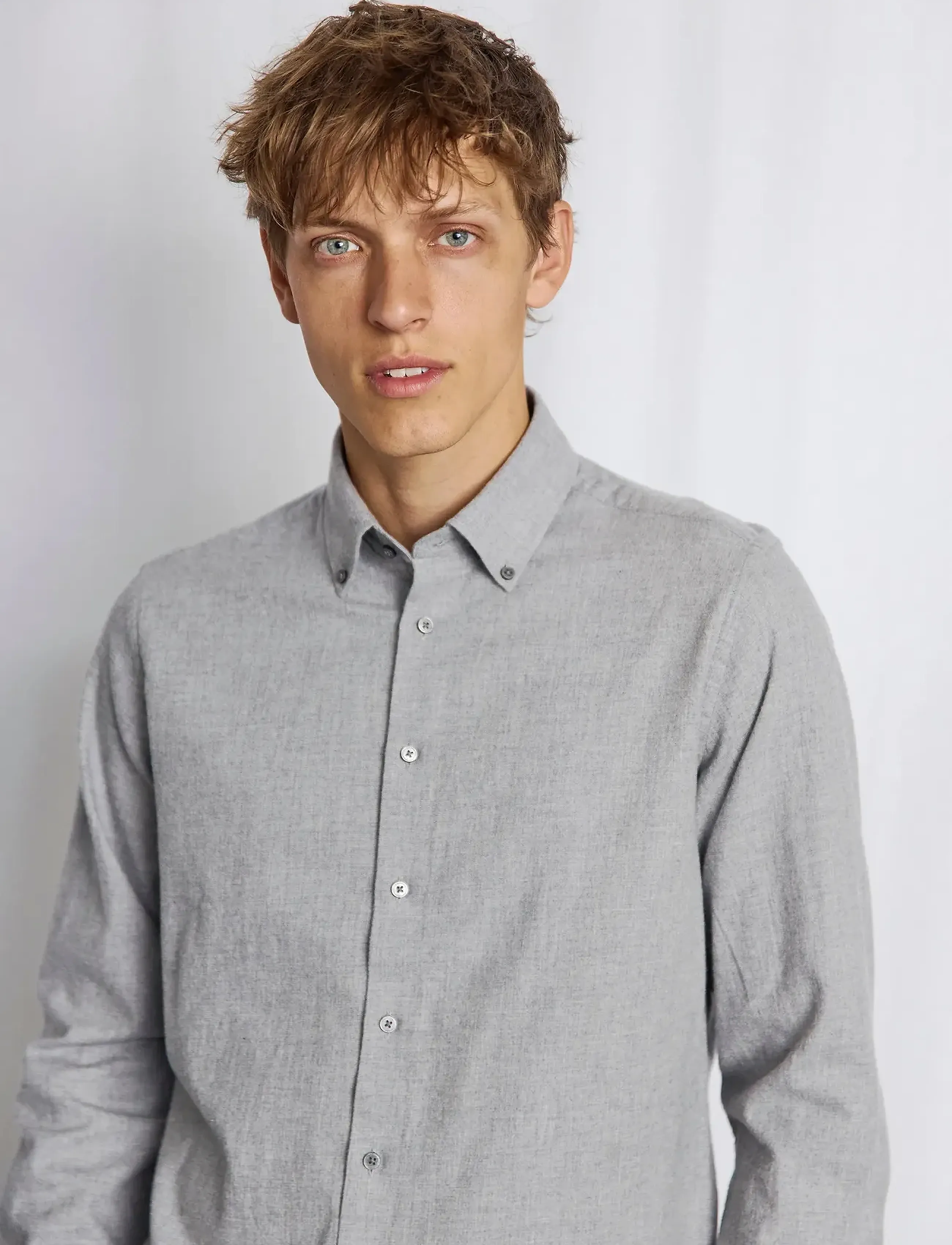 Bruun & Stengade - BS Faruk Casual Modern Fit Shirt - casual skjorter - light grey - 4