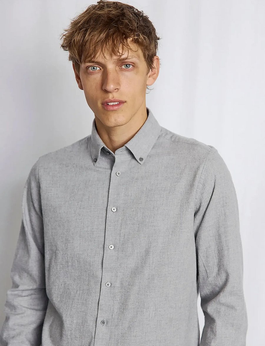 Bruun & Stengade - BS Faruk Casual Modern Fit Shirt - casual skjorter - light grey - 4