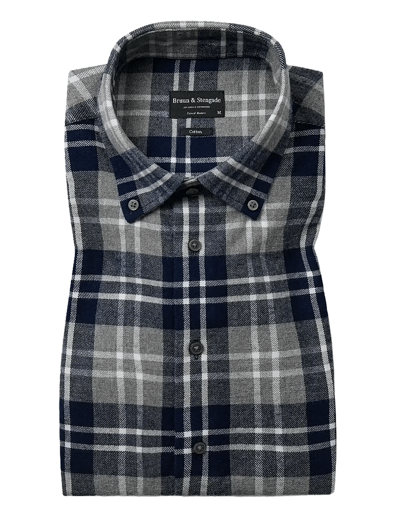 Bruun & Stengade - BS Ravi Casual Modern Fit Shirt - karierte hemden - grey - 1