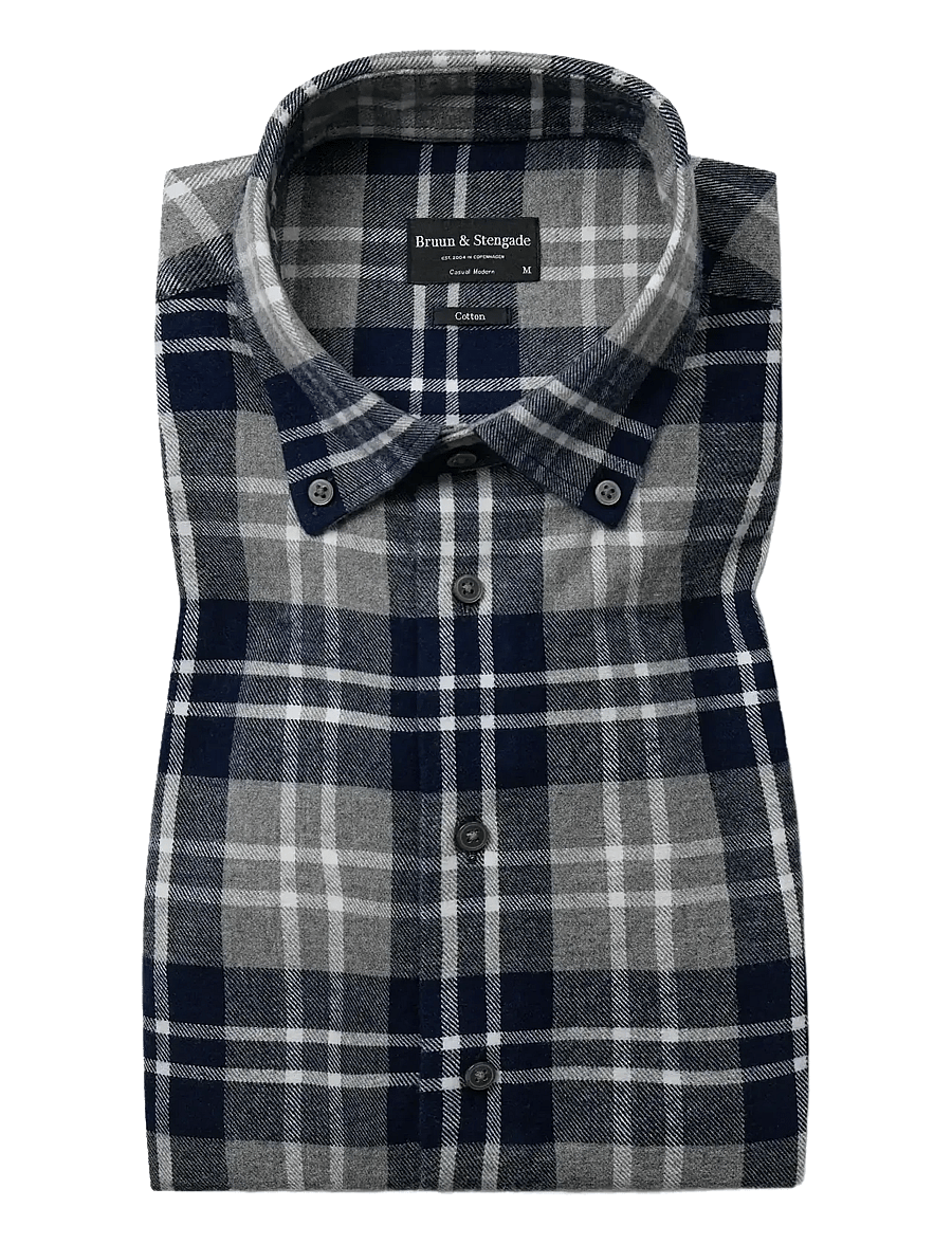 Bruun & Stengade - BS Ravi Casual Modern Fit Shirt - karierte hemden - grey - 1