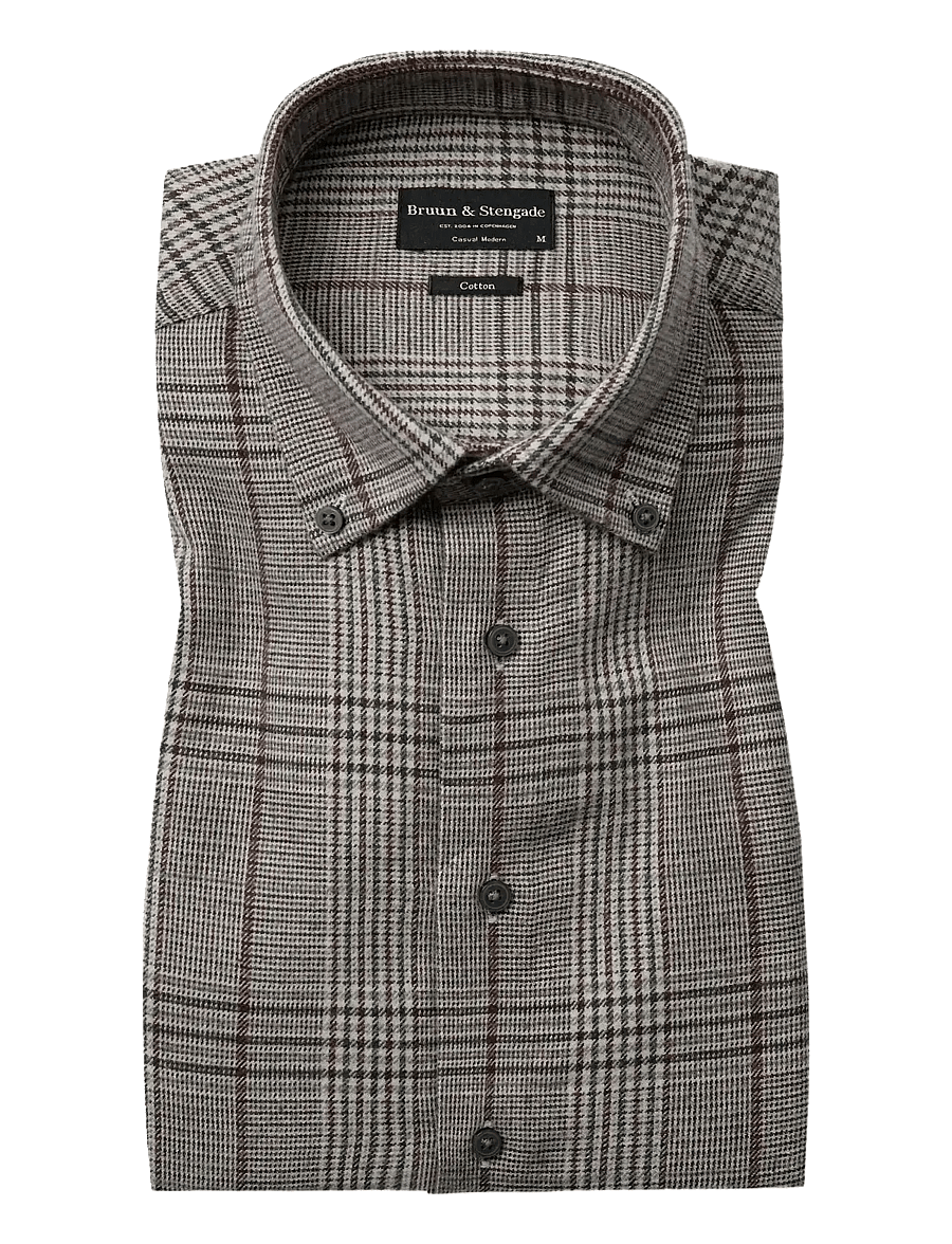 Bruun & Stengade - BS Tazul Casual Modern Fit Shirt - karierte hemden - brown - 1