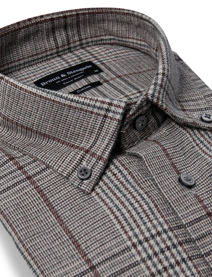 Bruun & Stengade - BS Tazul Casual Modern Fit Shirt - karierte hemden - brown - 4
