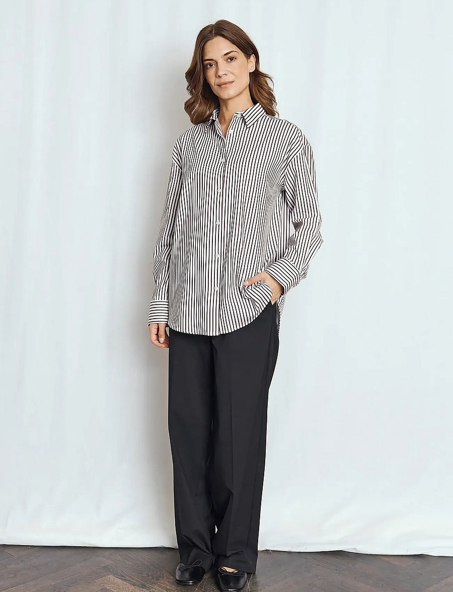 Bruun & Stengade - BS Karita Regular Fit Shirt - langærmede skjorter - bordeaux/white - 0