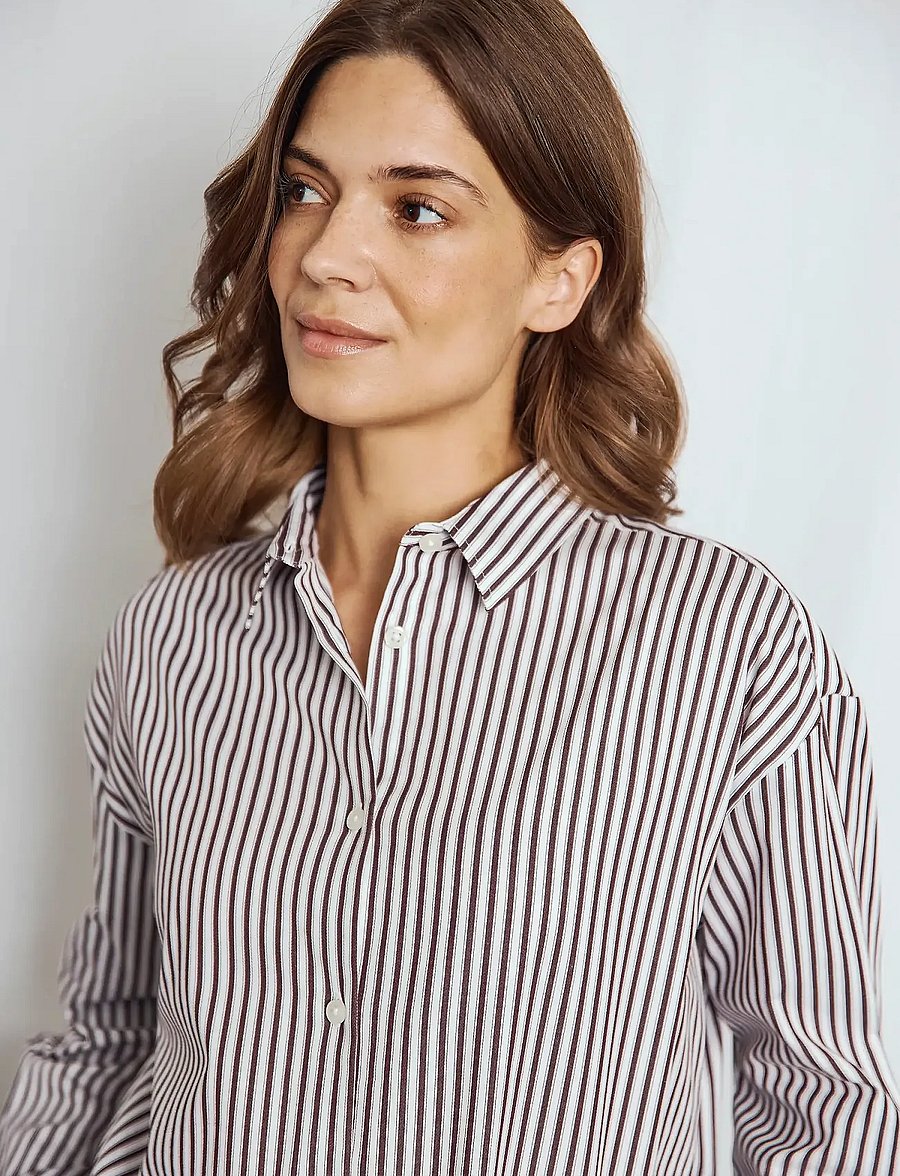 Bruun & Stengade - BS Karita Regular Fit Shirt - langærmede skjorter - bordeaux/white - 4