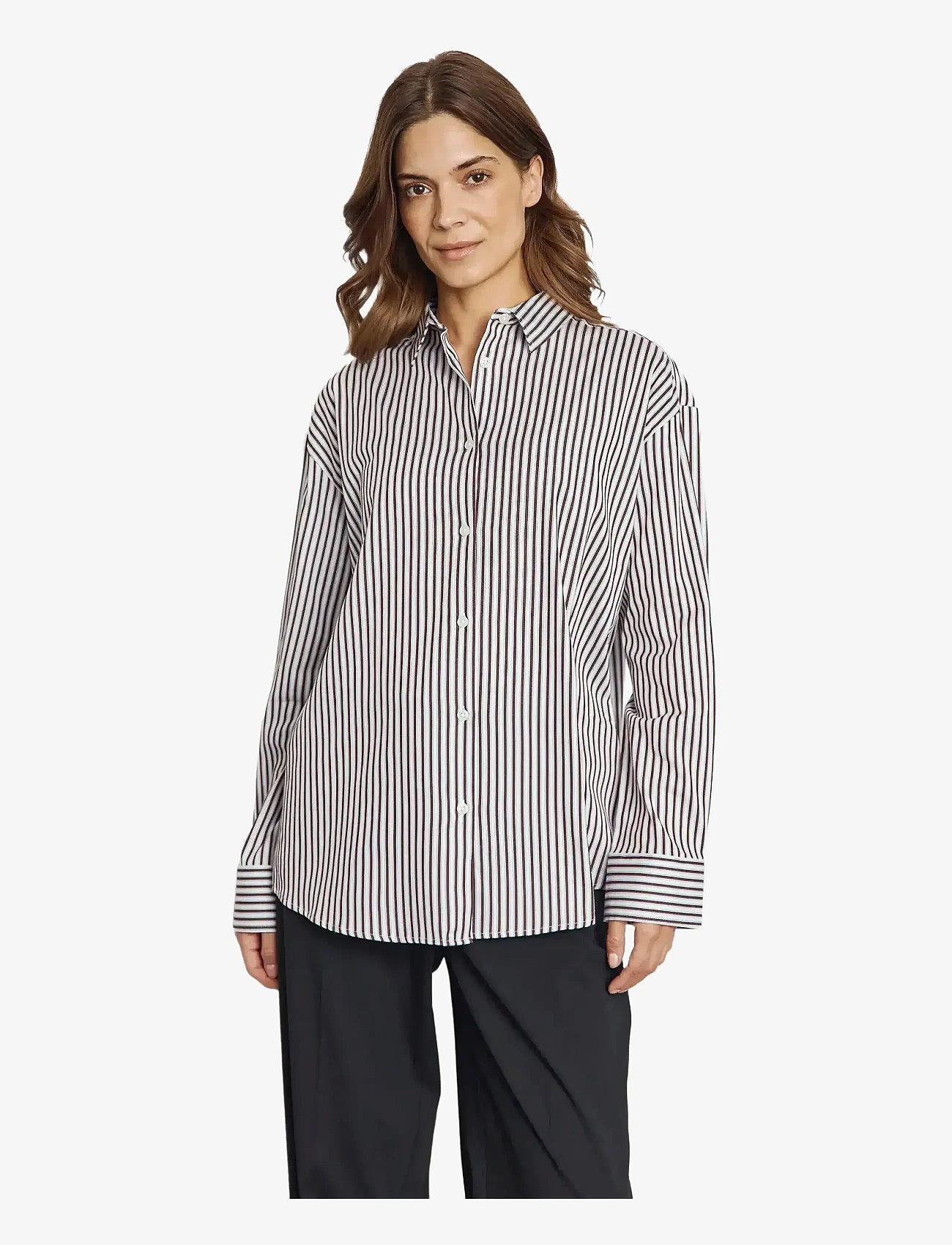 Bruun & Stengade - BS Karita Regular Fit Shirt - langærmede skjorter - bordeaux/white - 3