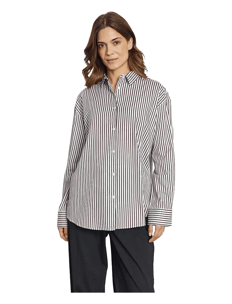 Bruun & Stengade - BS Karita Regular Fit Shirt - langærmede skjorter - bordeaux/white - 3