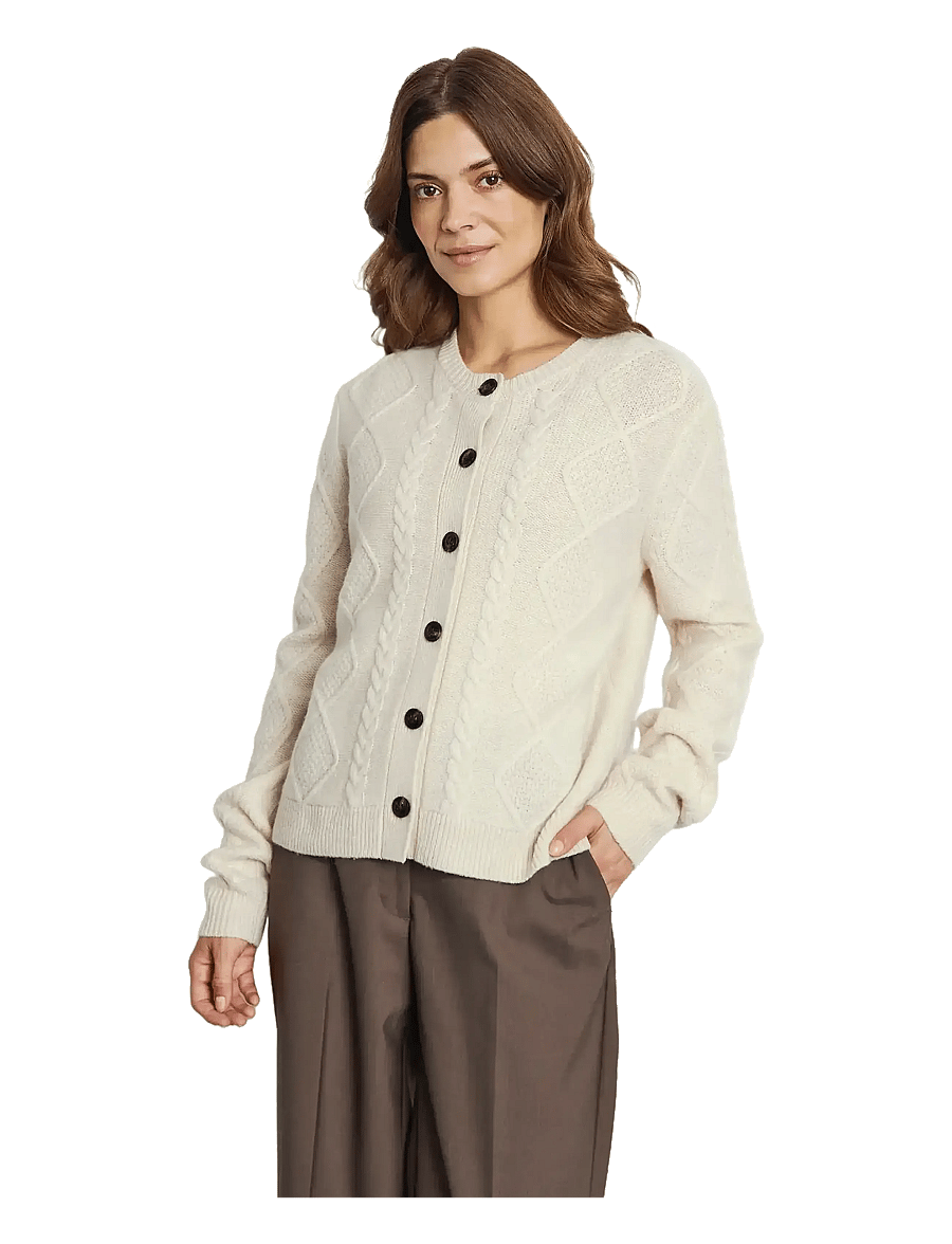 Bruun & Stengade - BS Marita Regular Fit Knitwear - kardigani - ecru - 3