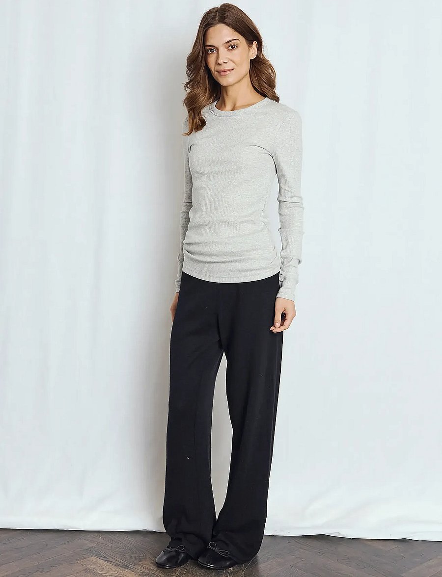 Bruun & Stengade - BS Ine Pants - tiesaus kirpimo kelnės - black - 0