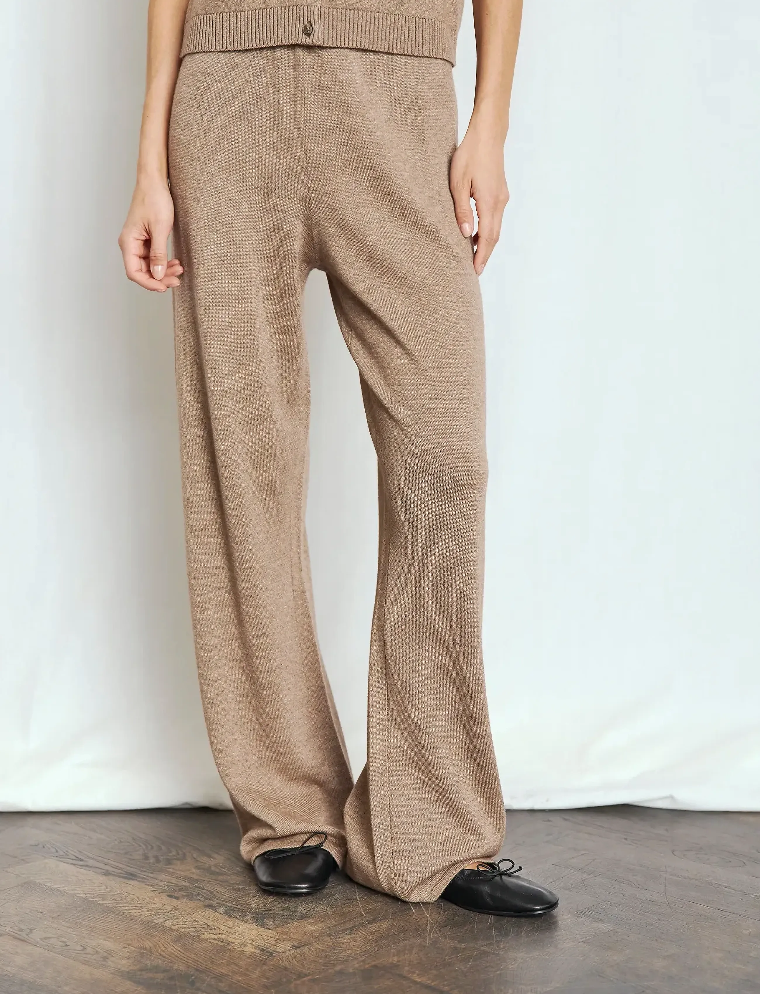 Bruun & Stengade Bs Ine Pants, Kvinder, Strikkede Vide Ben Bukser, Brun, Str: XS