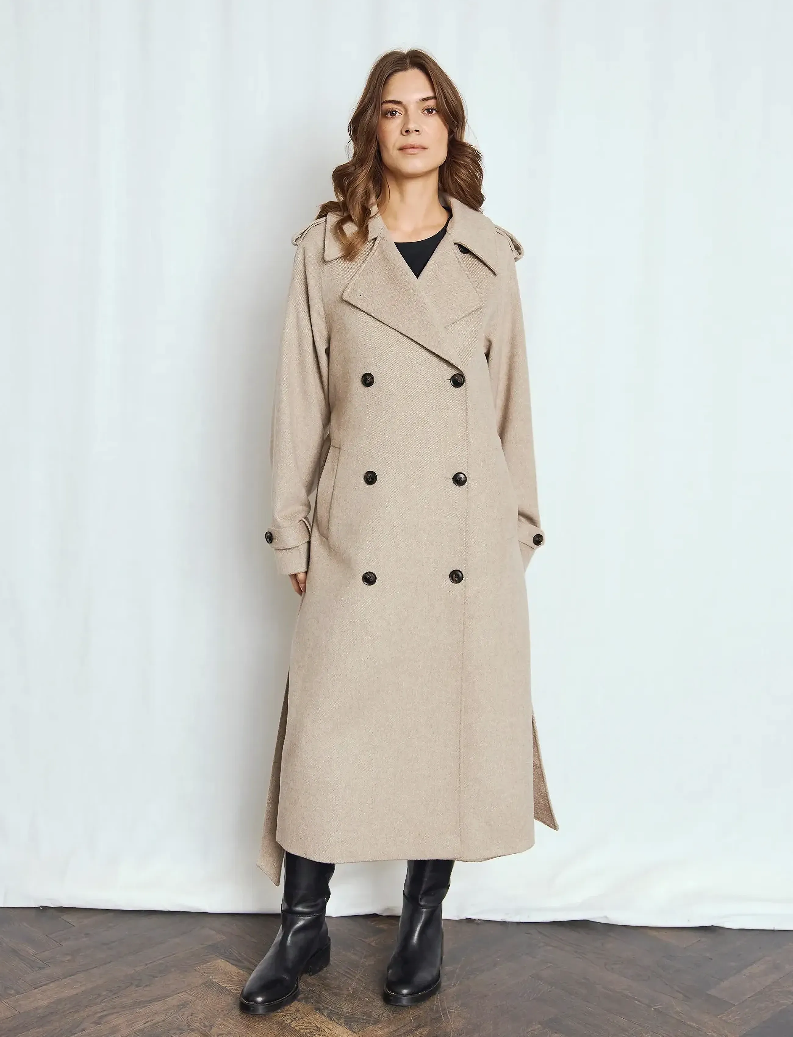 Bruun & Stengade Bs Kaylee Coat, Kvinder, Lang Trenchcoat, Brun, Str: 44