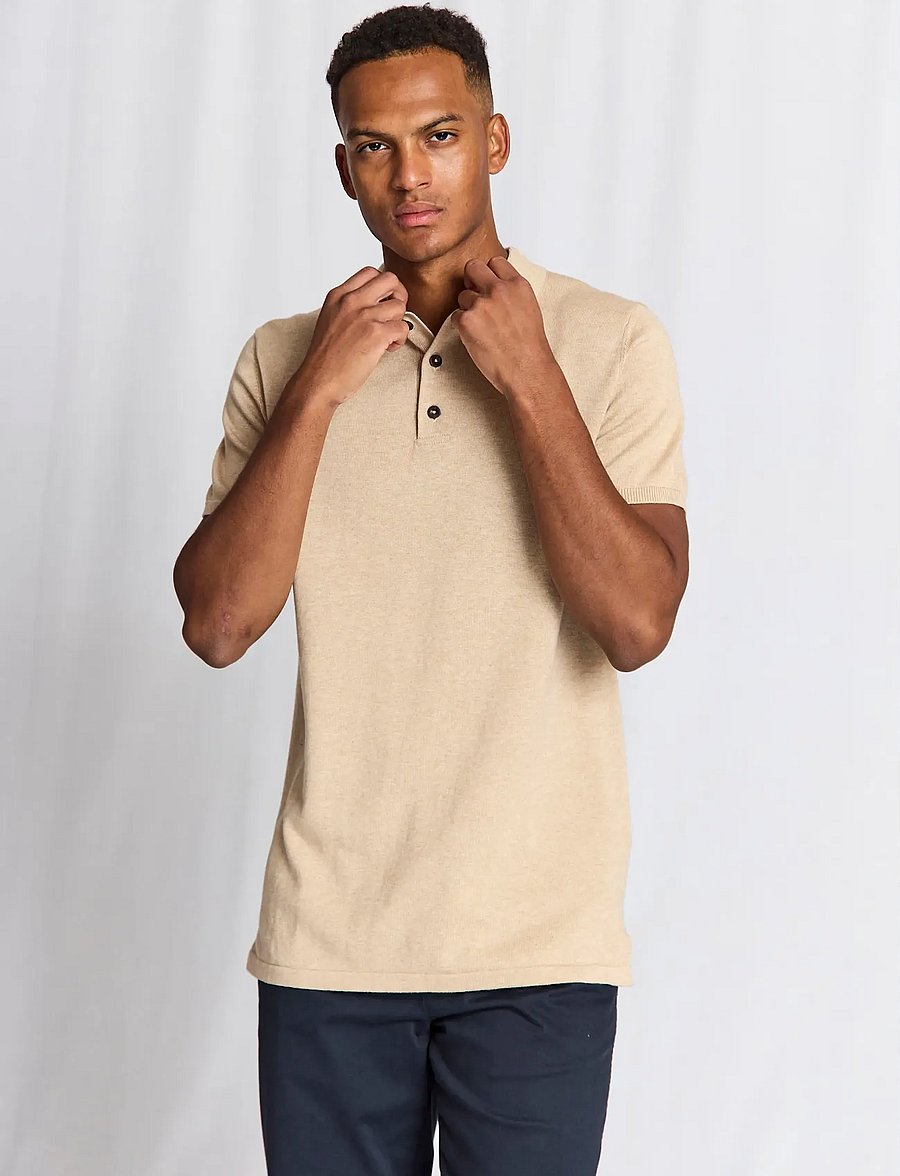 Bruun & Stengade - BS Baldo Regular Fit Polo Shirt - kurzärmelig - beige - 0
