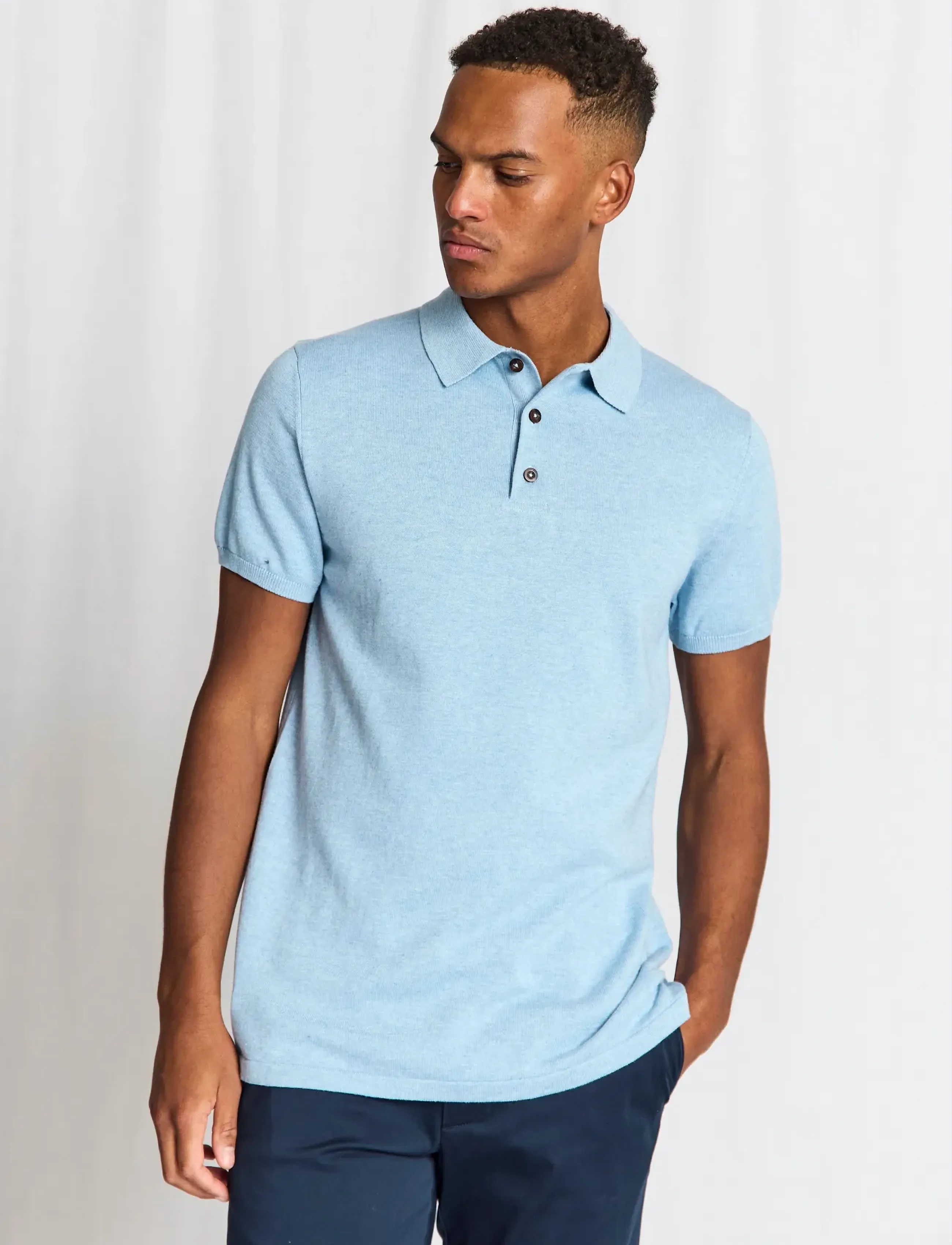 Bruun & Stengade BS Baldo Regular Fit Polo Shirt - Kurzärmelig - LIGHT BLUE / blue