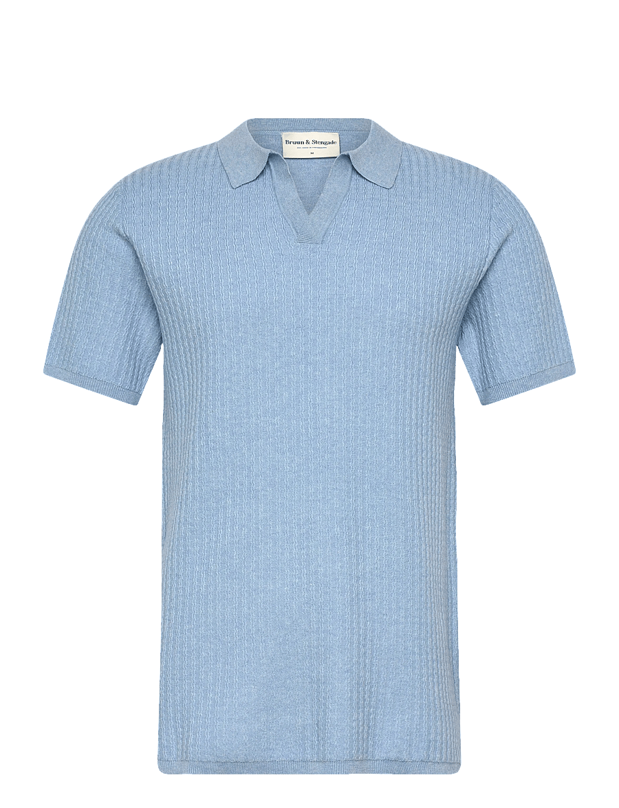 Bruun & Stengade - BS Santino Regular Fit Polo Shirt - gestrickte polohemden - light blue - 1