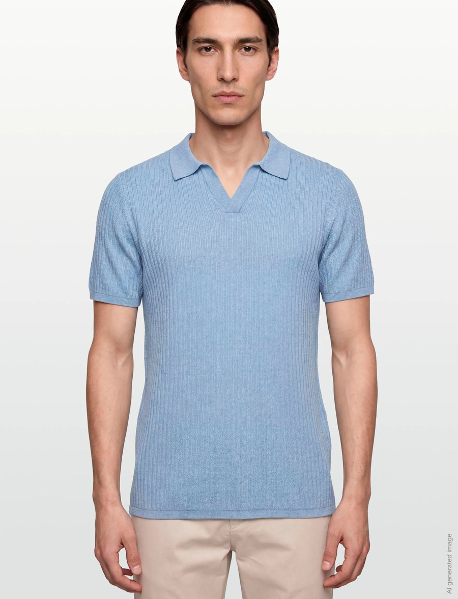 Bruun & Stengade - BS Santino Regular Fit Polo Shirt - gestrickte polohemden - light blue - 3