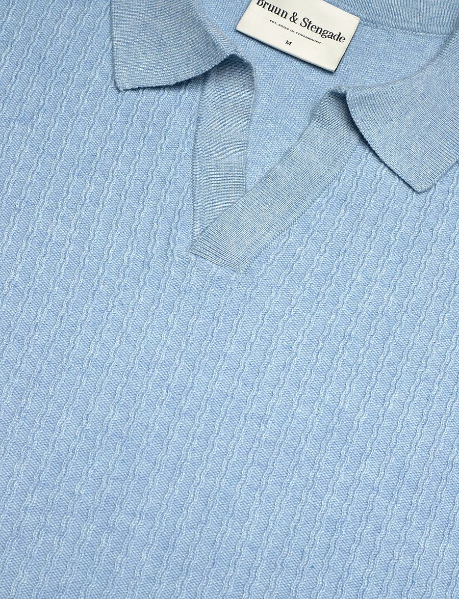 Bruun & Stengade - BS Santino Regular Fit Polo Shirt - gestrickte polohemden - light blue - 5