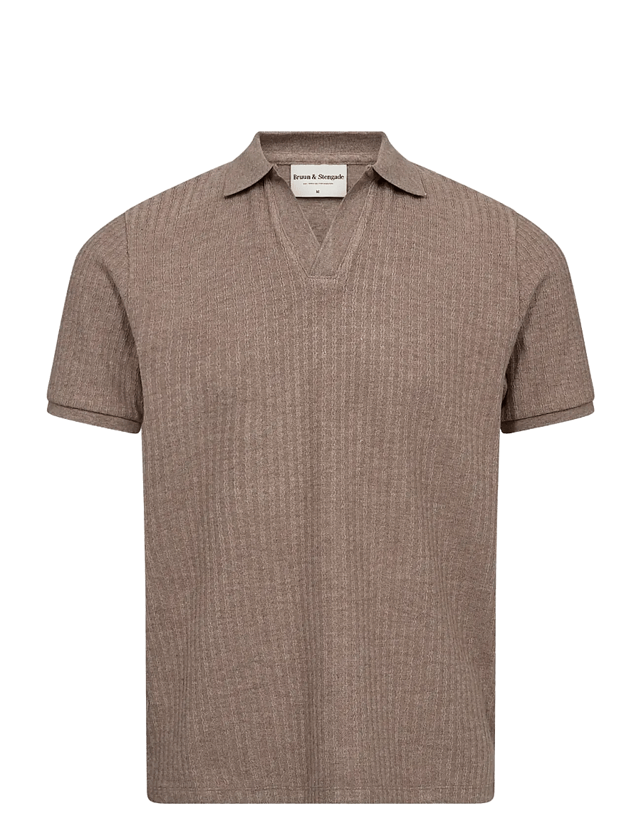 Bruun & Stengade - BS Santino Regular Fit Polo Shirt - gestrickte polohemden - mink - 1