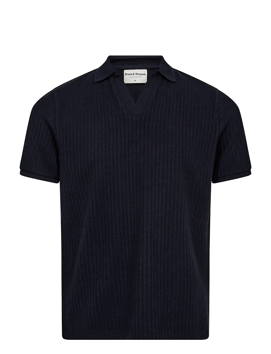 Bruun & Stengade - BS Santino Regular Fit Polo Shirt - gestrickte polohemden - navy - 1