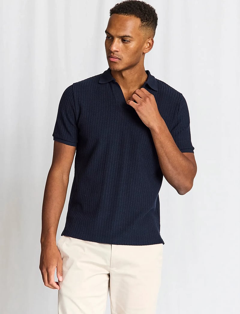 Bruun & Stengade - BS Santino Regular Fit Polo Shirt - gestrickte polohemden - navy - 0