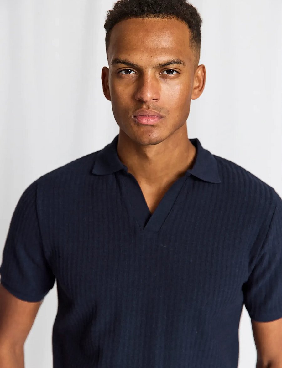 Bruun & Stengade - BS Santino Regular Fit Polo Shirt - gestrickte polohemden - navy - 4