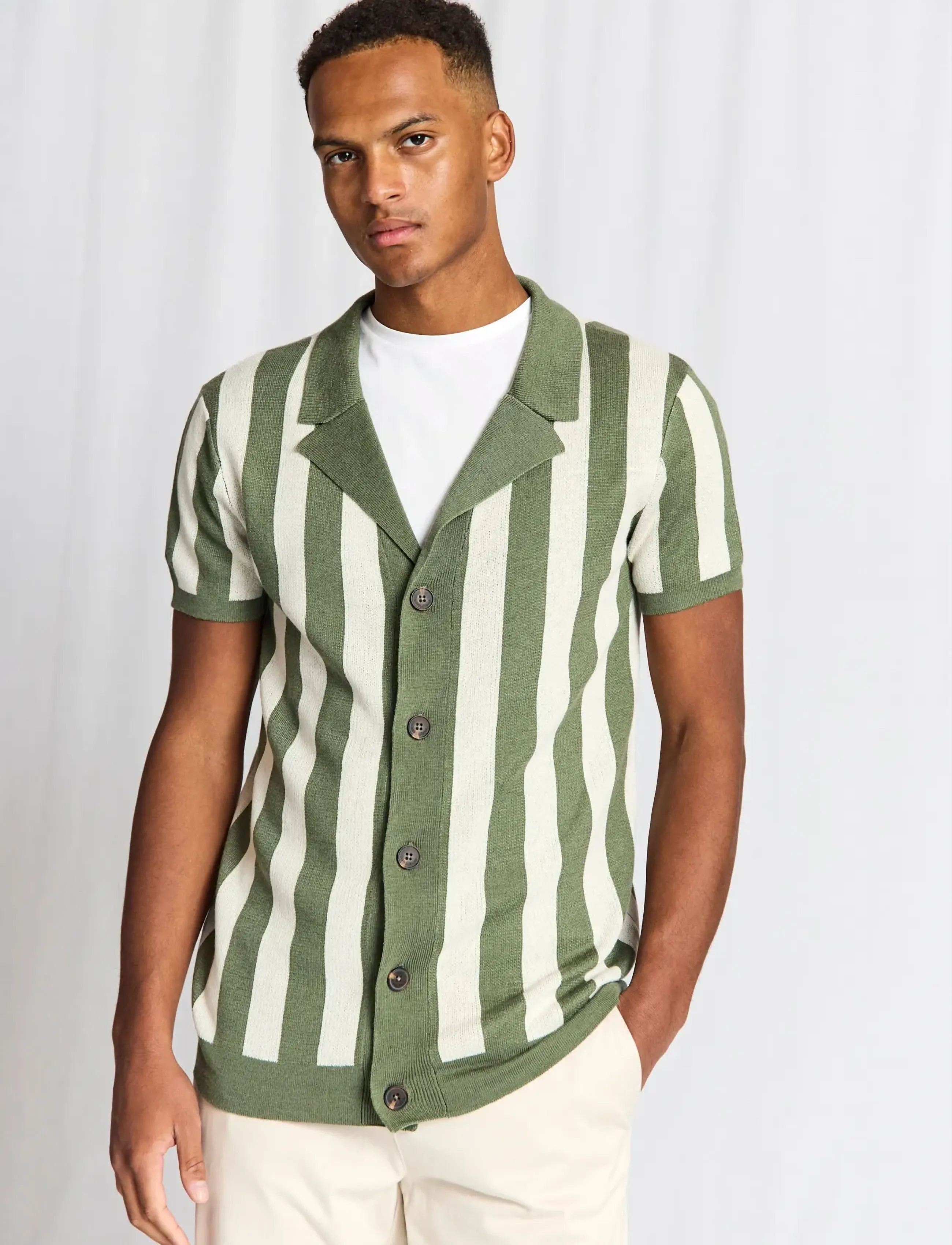 Bruun & Stengade BS Romeo Regular Fit Polo Shirt - Kortærmede skjorter - GREEN/WHITE / khaki/green