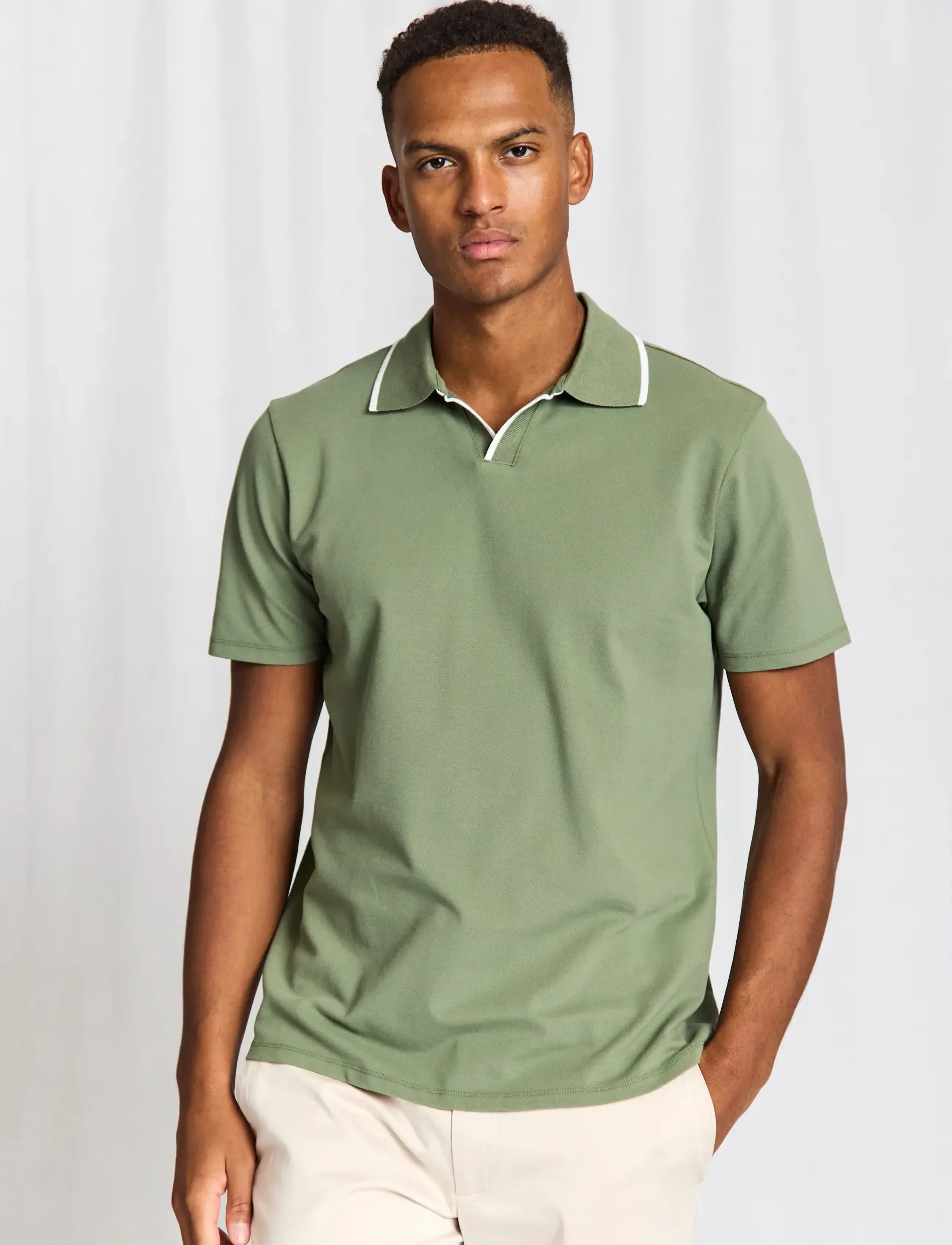 Bruun & Stengade Bs Syros Regular Fit Polo Shirt, Mænd, Regular Fit Polo Shirt, Kakigrøn, Str: XL