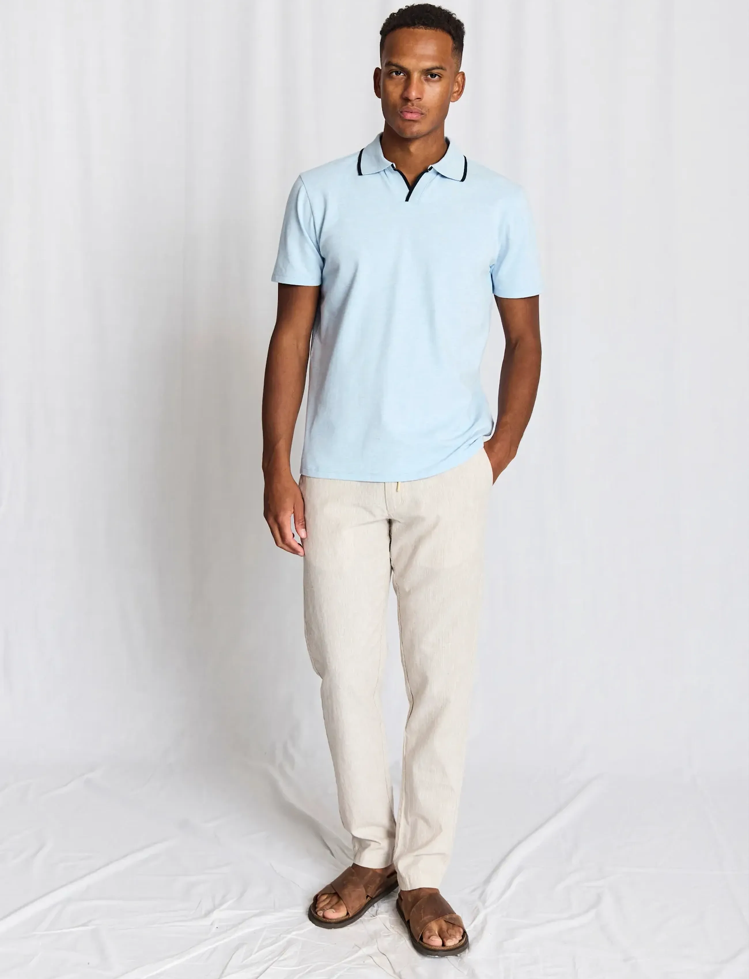 Bruun & Stengade - BS Syros Regular Fit Polo Shirt - kortærmede poloer - sky - 5
