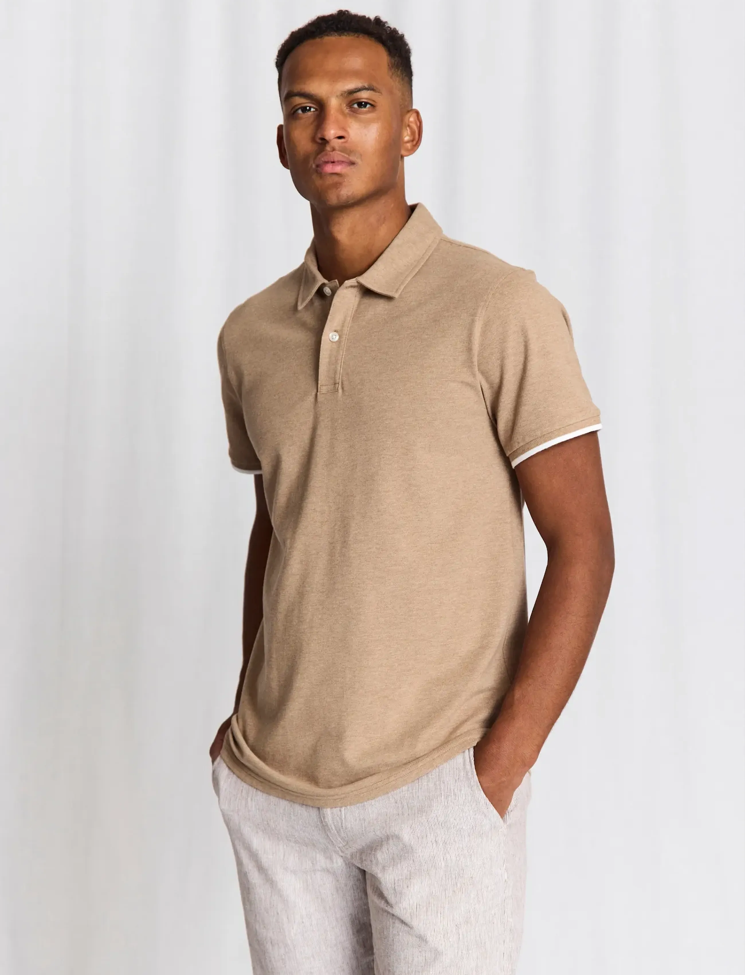 Bruun & Stengade BS Delos Regular Fit Polo Shirt - Poloer - BROWN / beige
