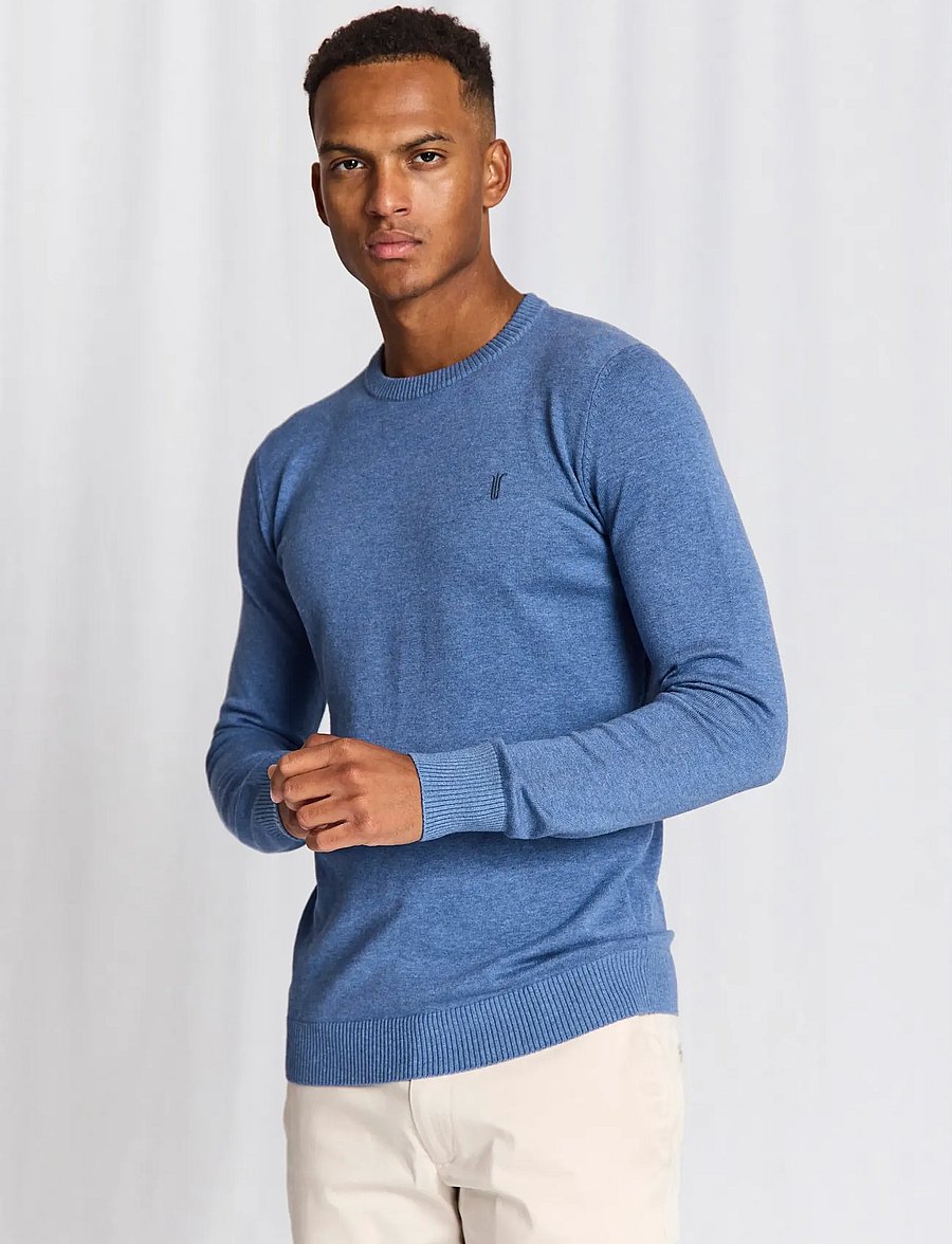 Bruun & Stengade - BS Jupiter Regular Fit Knitwear - round necks - blue - 0
