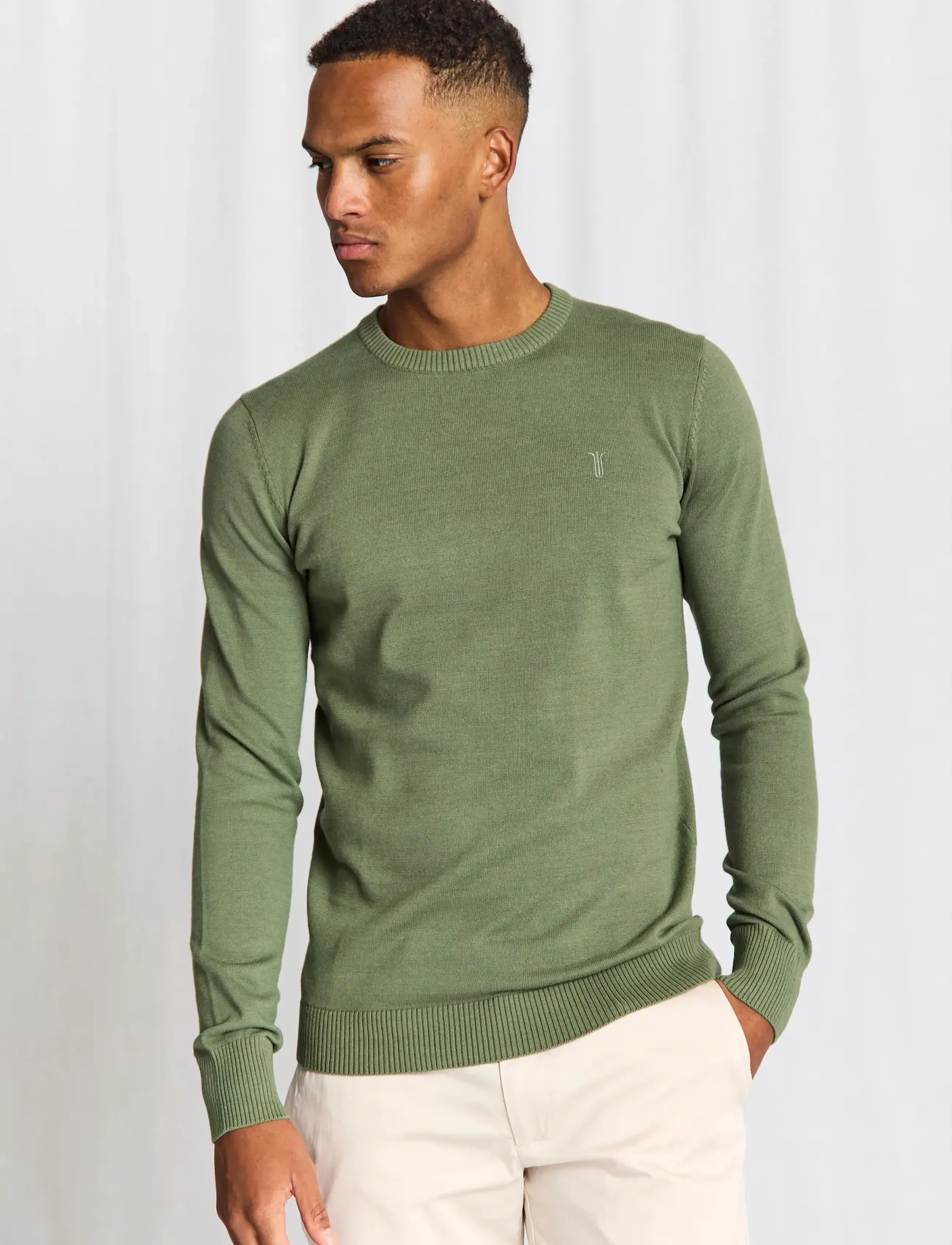 Bruun & Stengade Bs Jupiter Regular Fit Knitwear, XXL, Green, Strik > Runde Halse, Herre