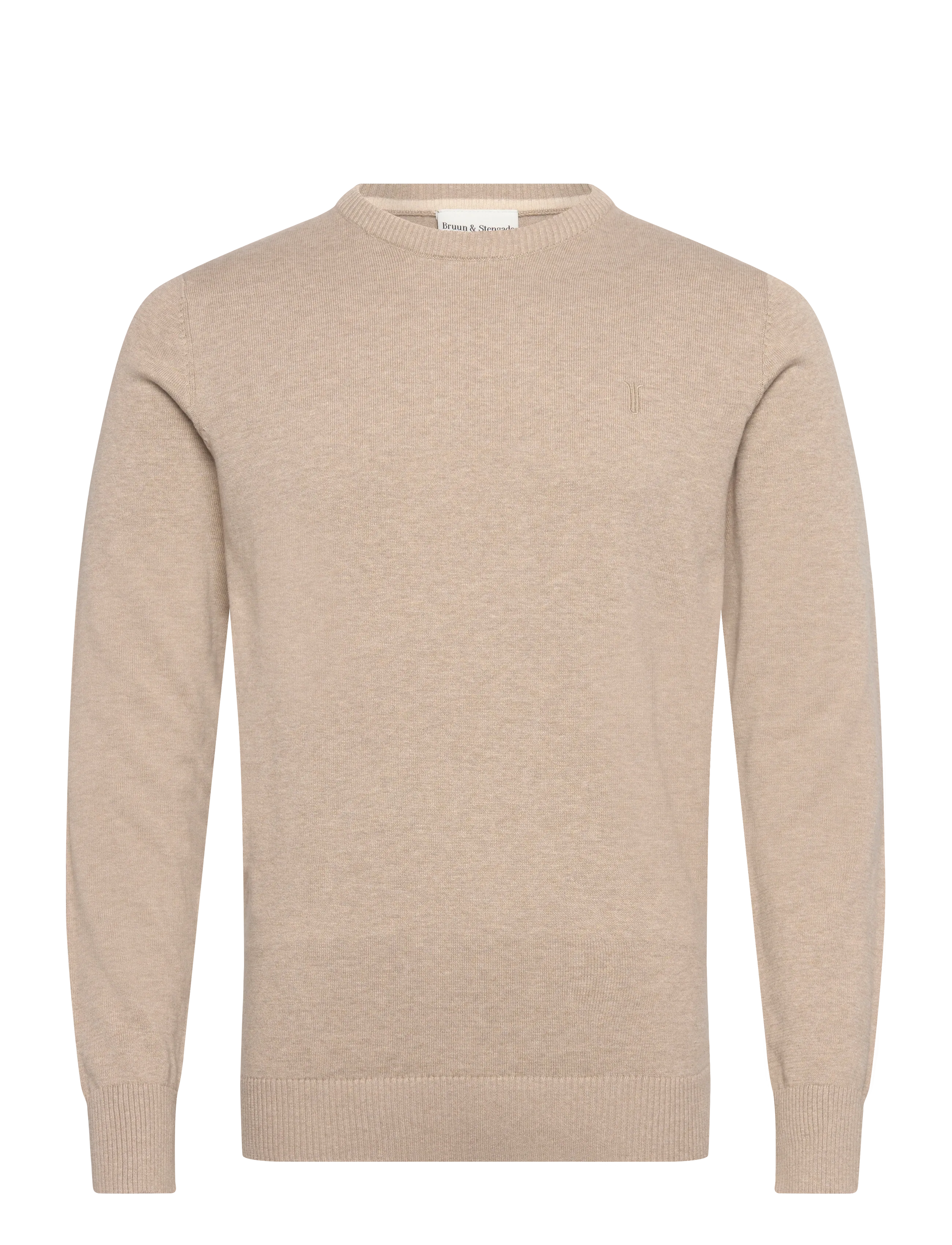 Bruun & Stengade BS Jupiter Regular Fit Knitwear - Rundhals - LIGHT BROWN / beige