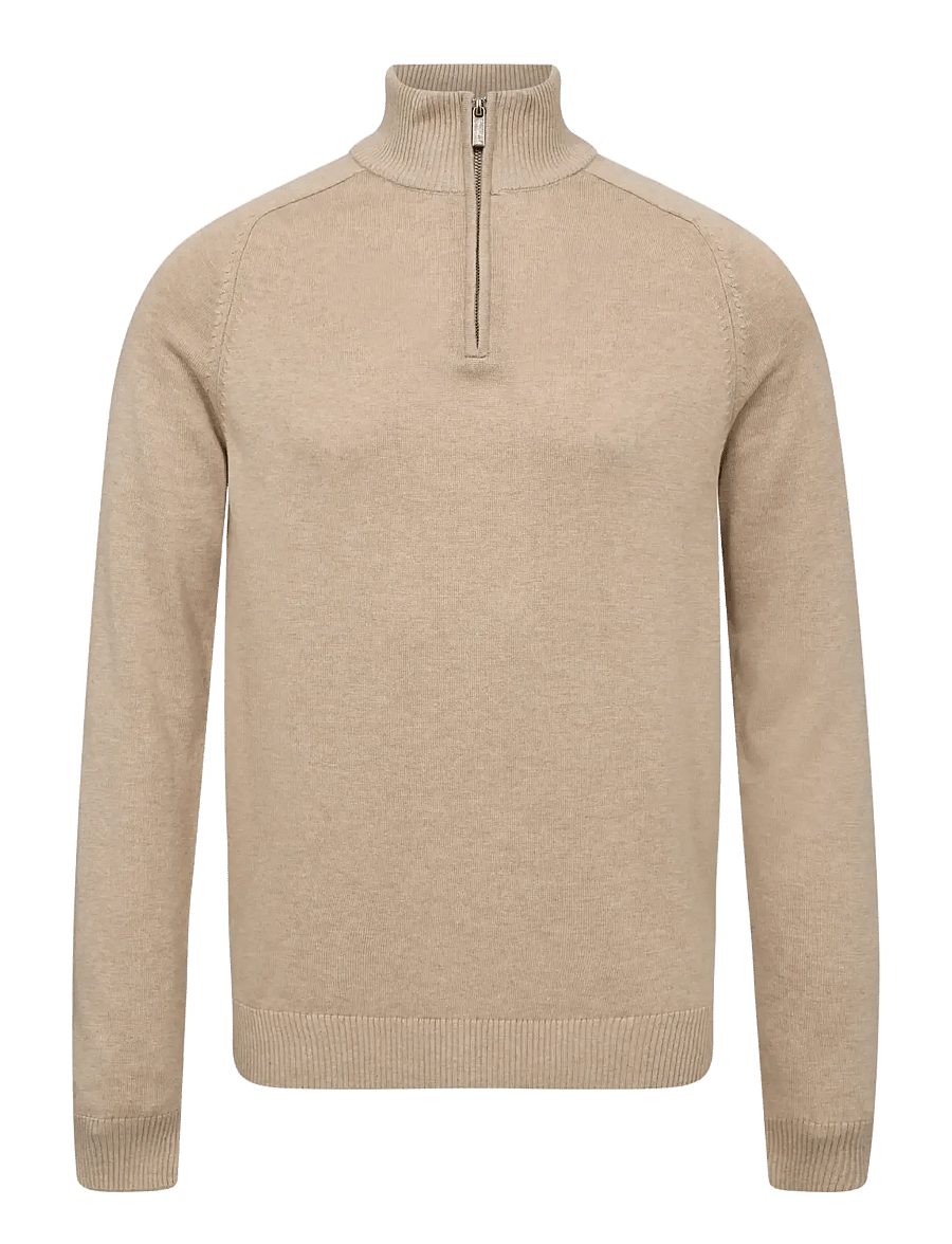 Bruun & Stengade - BS Ilario Regular Fit Knitwear - halfzip strik - beige - 1
