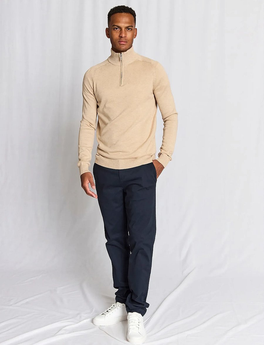 Bruun & Stengade - BS Ilario Regular Fit Knitwear - halfzip strik - beige - 5