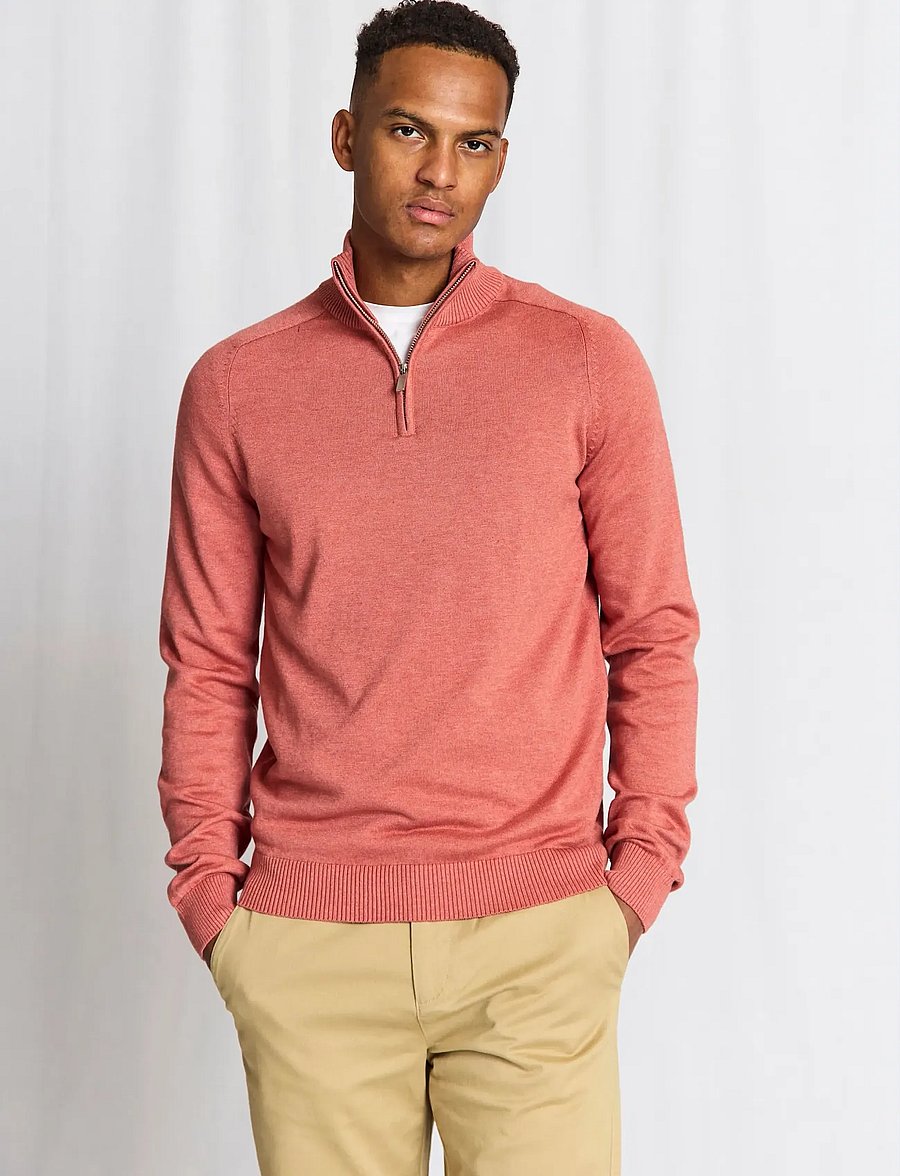 Bruun & Stengade - BS Ilario Regular Fit Knitwear - halfzip strik - dusty clay - 0
