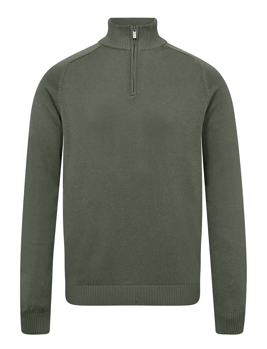 Bruun & Stengade - BS Ilario Regular Fit Knitwear - pullover mit halbem reißverschluss - green - 1