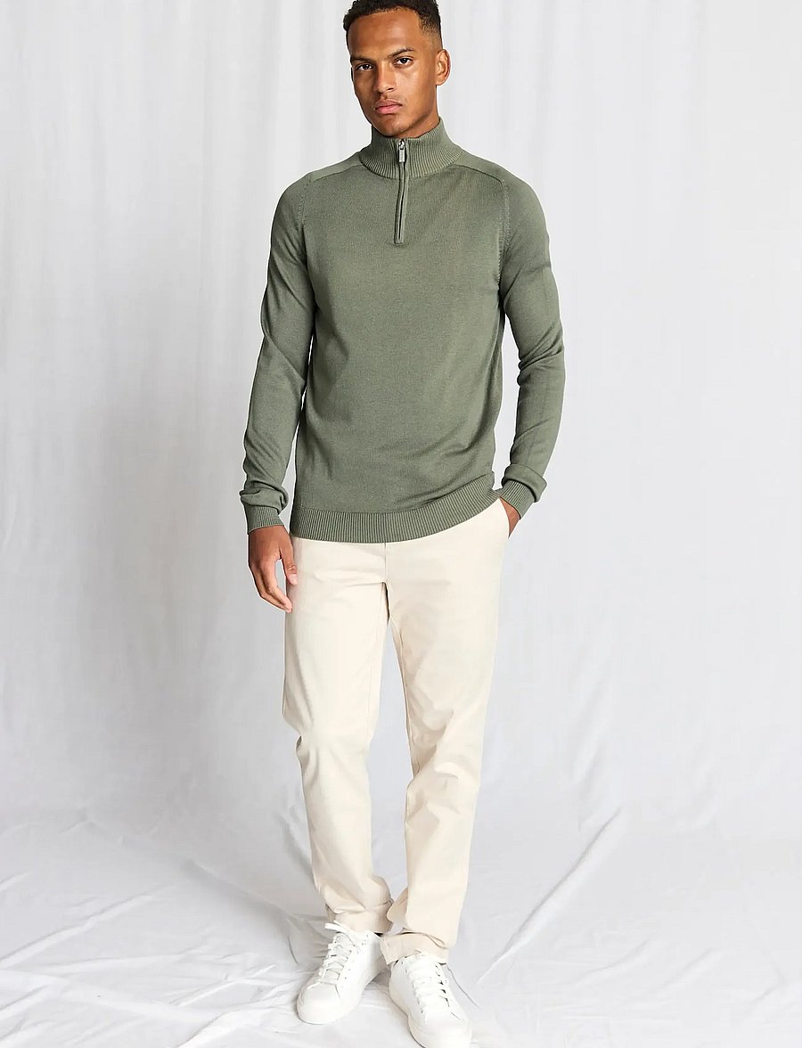 Bruun & Stengade - BS Ilario Regular Fit Knitwear - pullover mit halbem reißverschluss - green - 0