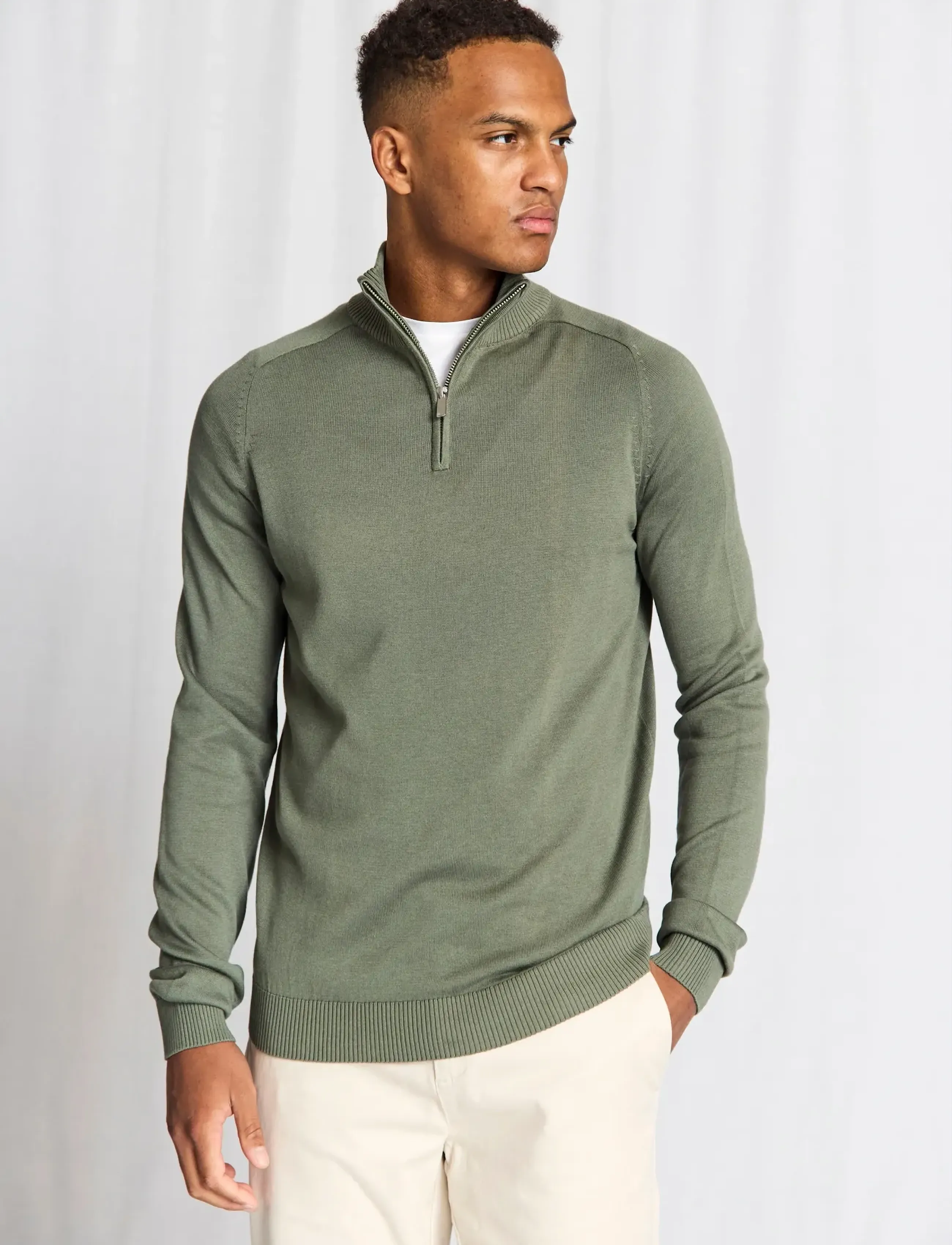 Bruun & Stengade - BS Ilario Regular Fit Knitwear - halfzip strik - green - 3