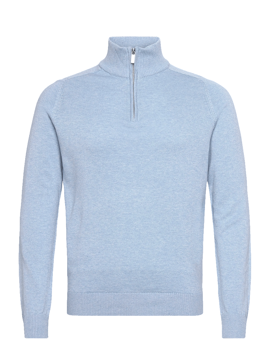 Bruun & Stengade - BS Ilario Regular Fit Knitwear - pullover mit halbem reißverschluss - light blue - 1