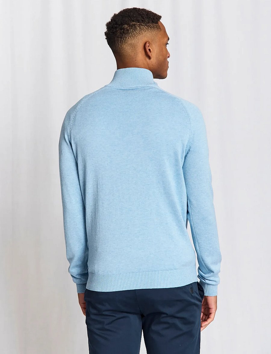 Bruun & Stengade - BS Ilario Regular Fit Knitwear - pullover mit halbem reißverschluss - light blue - 3