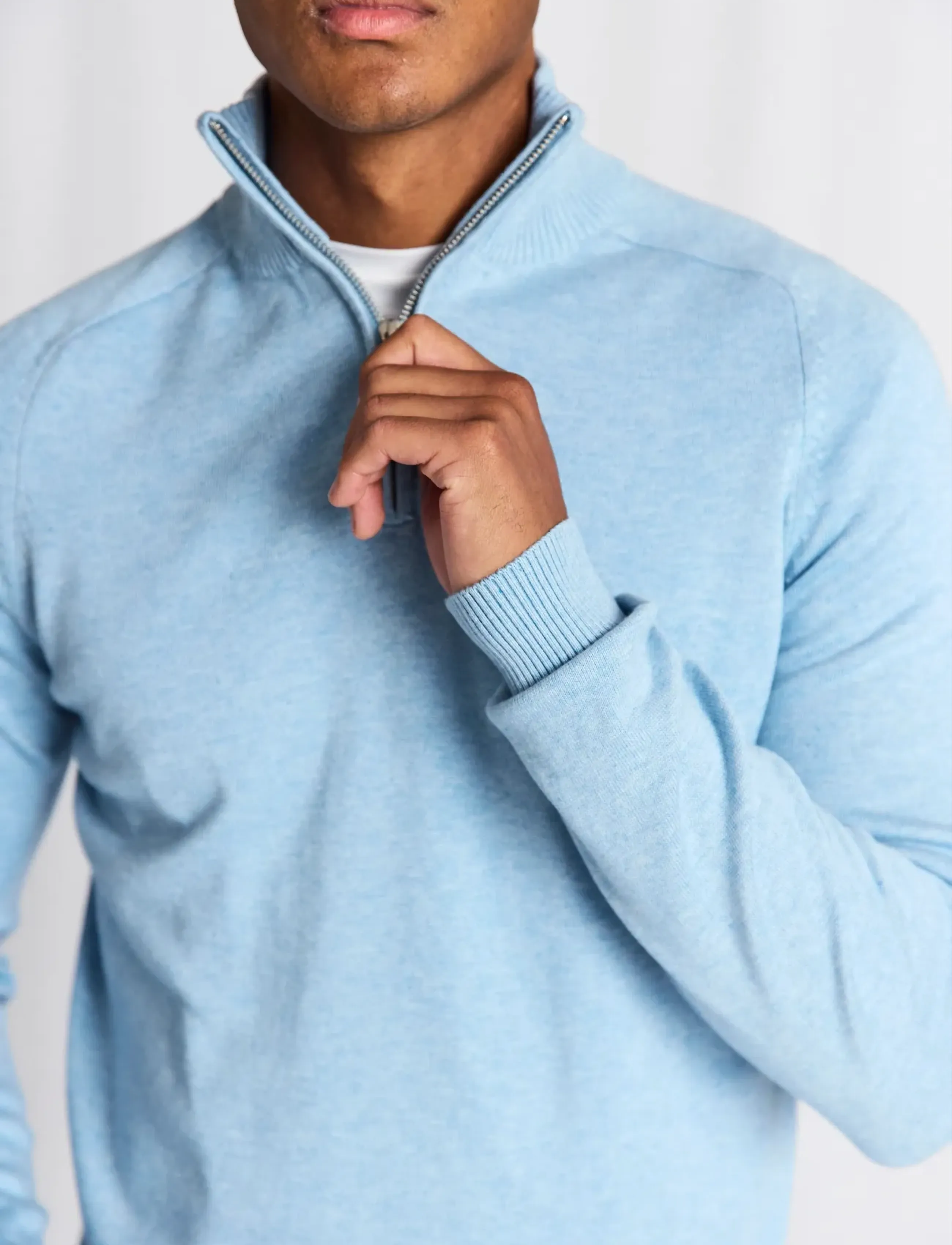 Bruun & Stengade - BS Ilario Regular Fit Knitwear - halfzip strik - light blue - 4