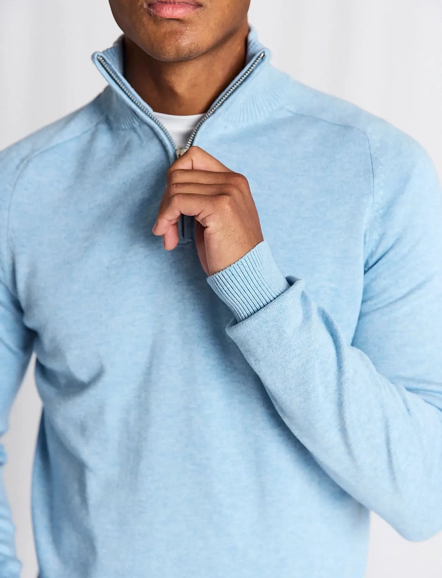 Bruun & Stengade - BS Ilario Regular Fit Knitwear - pullover mit halbem reißverschluss - light blue - 4