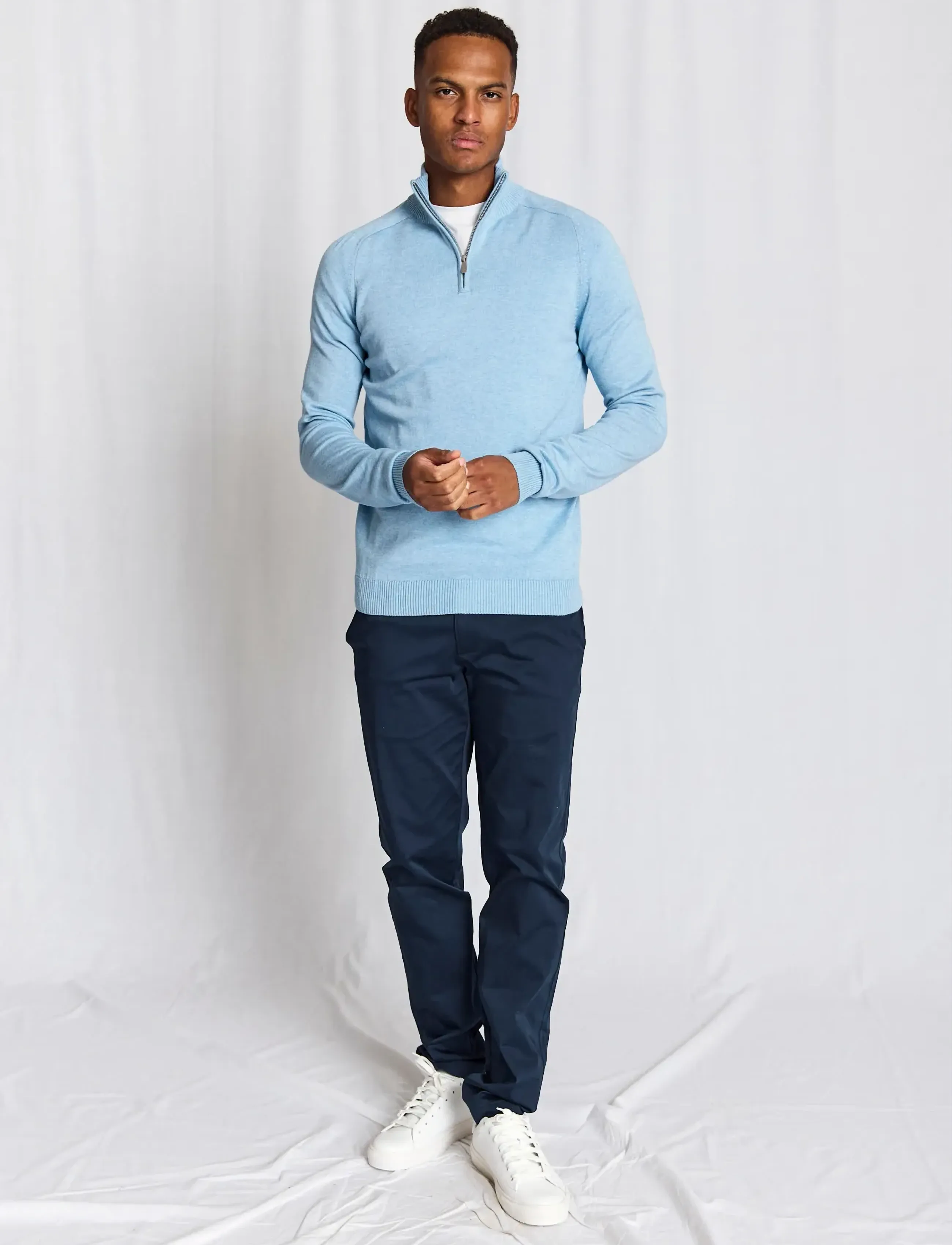 Bruun & Stengade - BS Ilario Regular Fit Knitwear - halfzip strik - light blue - 5